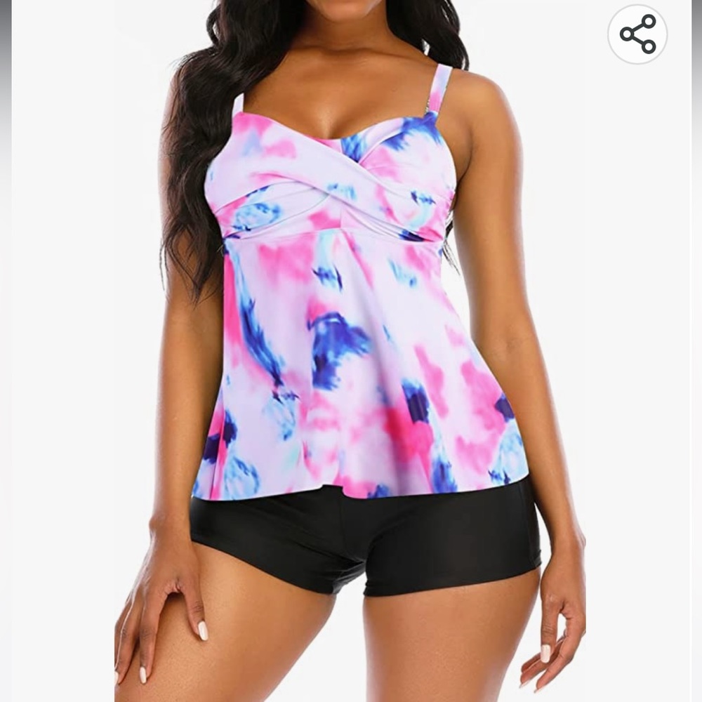 Tankini top Cross Push Tank Top Tummy Control top only